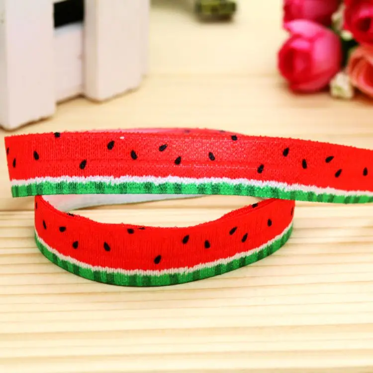 

5/8'' Free shipping Fold Elastic FOE watermelon printed headband headwear hairband diy decoration wholesale OEM P5469