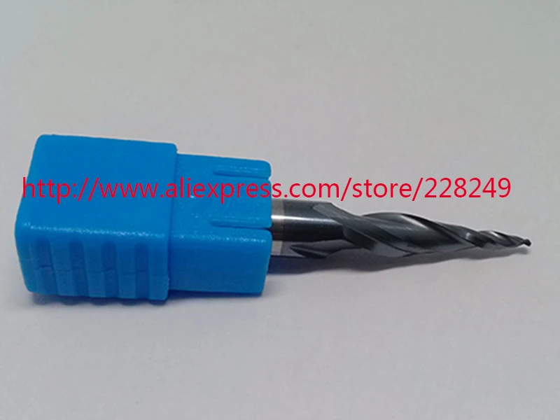 Фреза коническая шаровидная с покрытием из твердого карбида вольфрама R0,5*D6*20*50L*2F HRC55 для ЧПУ фрезерования деревянных изделий.