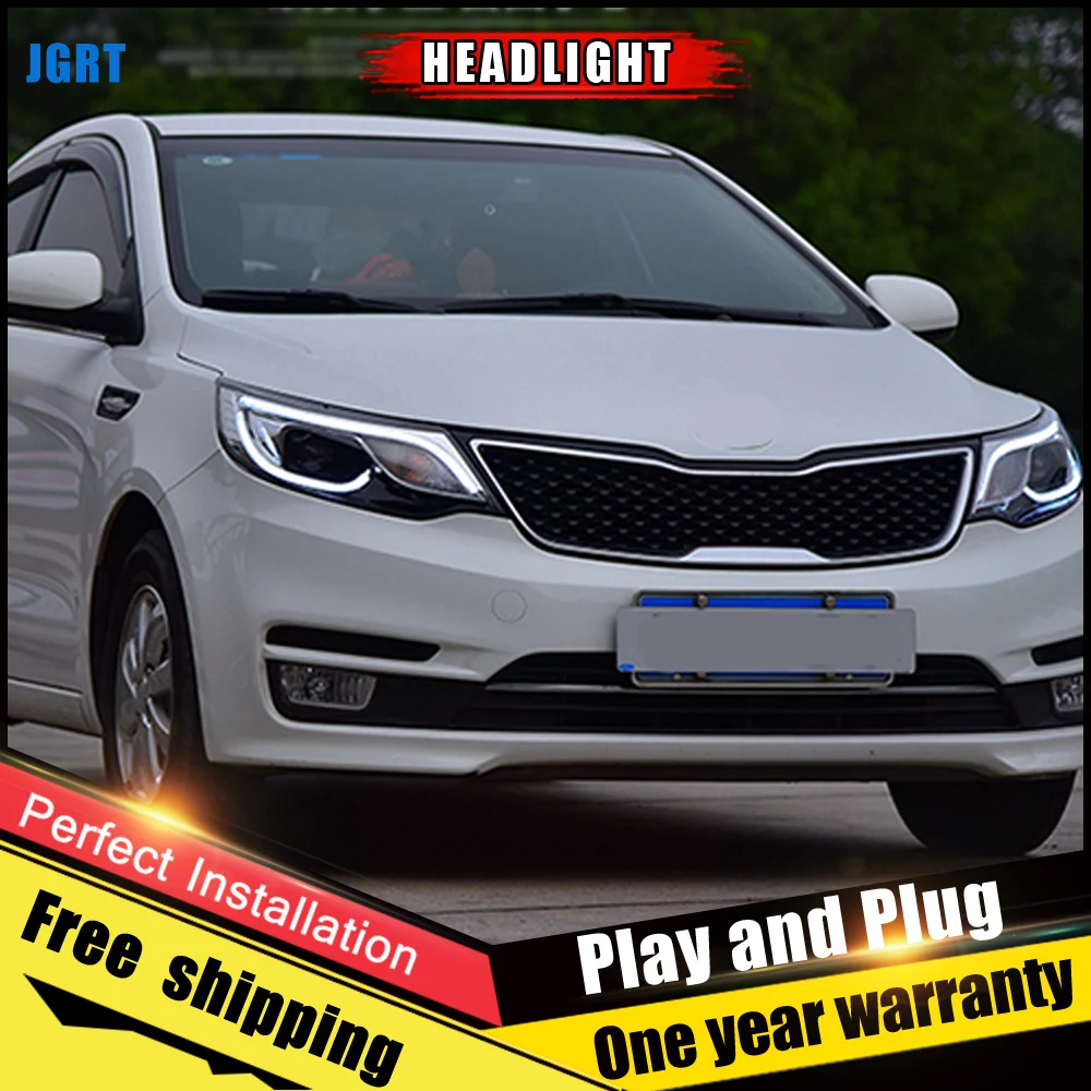 

2PCS Car Style LED headlights for Kia K2 2015-2016 for Kia K2 head lamp LED Lens Double Beam H7 HID Xenon bi xenon lens