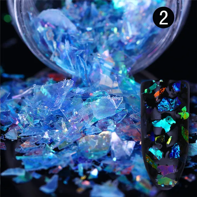Color 2 1 коробка флуоресцентных хлопья для ногтей блестки Нерегулярные алюминиевые бумажные Блестящий сверкающий волшебное зеркало маникюрные украшения для ногтей - Цвет: Color 2