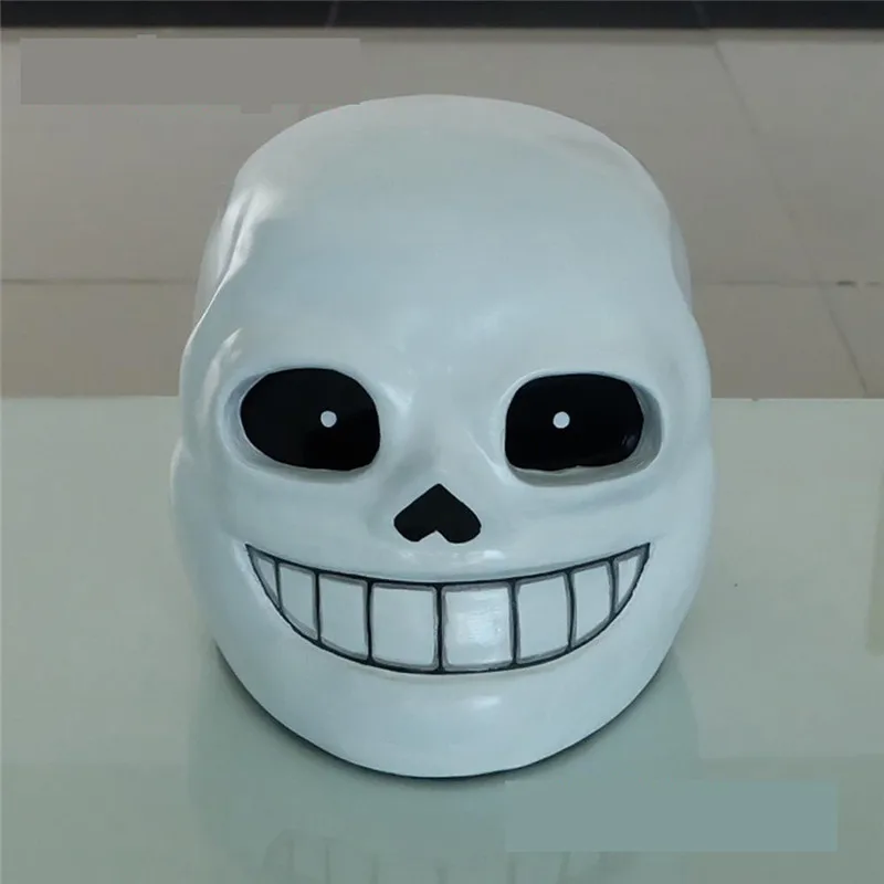 1:1 костюм для косплея на Хеллоуин фильм игра бутафорская маска Sans Undertale шлем жесткий Латекс Косплей Sans Papyrus Шлем Полный головной маски - Цвет: Черный