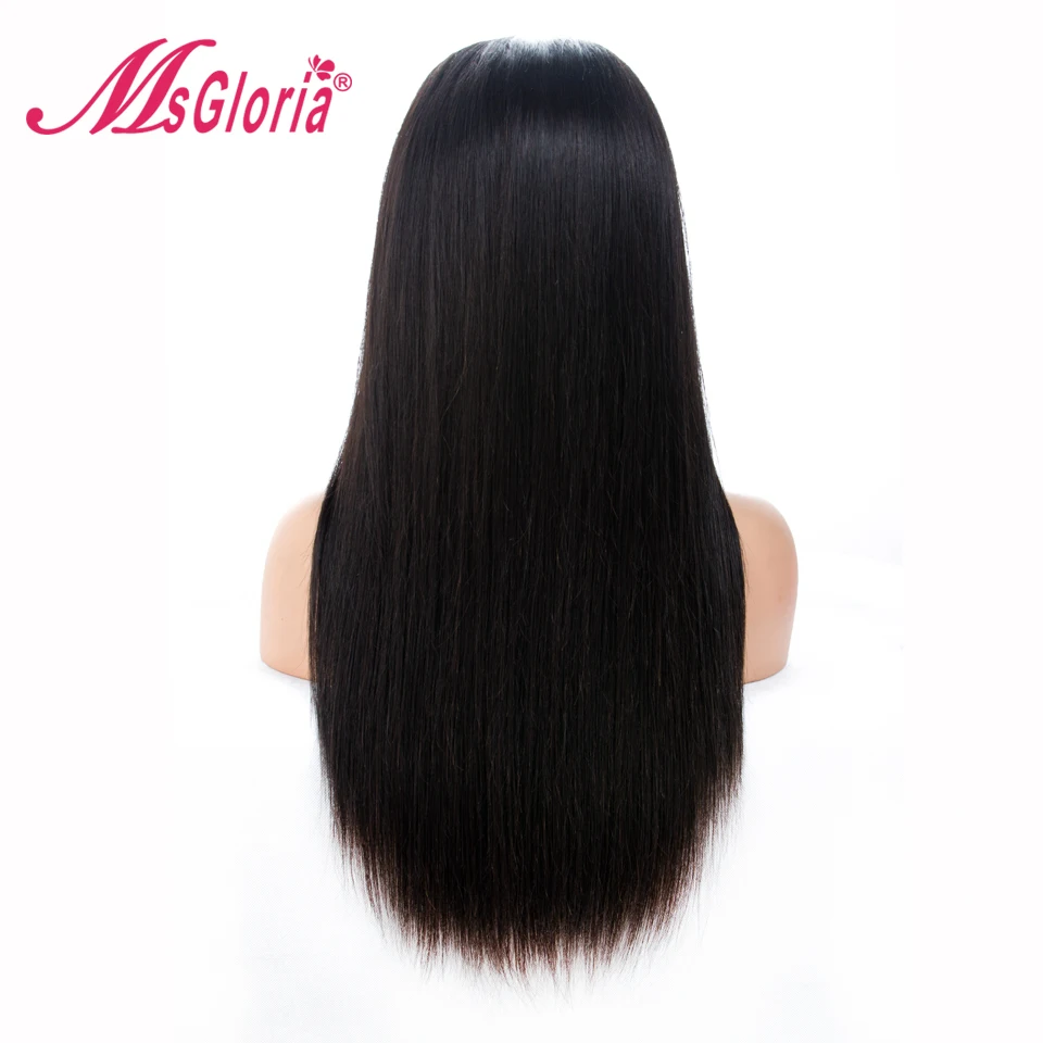 Msgloria прямые волосы remy Предварительно выщипанные волосы 150% плотность полностью кружевные человеческие волосы 4*4 Шелковый топ парики с детскими волосами Полный конец