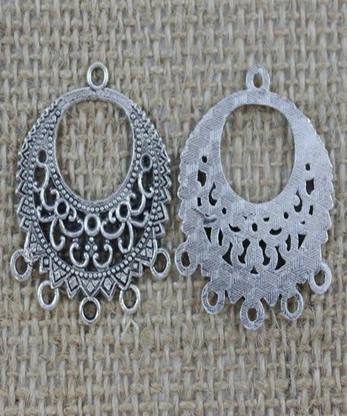 Round Five-hole Charm Pendants Vintage Silver For Drop/Dangle Earrings Fashion Jewelry Making Accessories DIY Gifts 10PCS A269 | Украшения