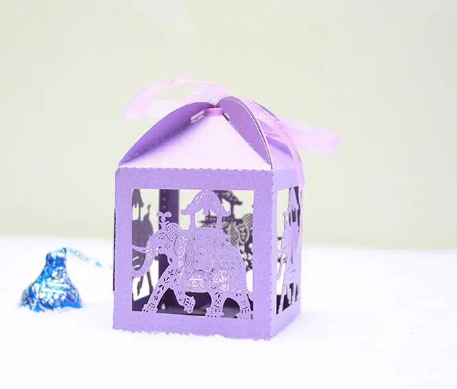 100 шт. коробка конфет в виде слона с лазерной резкой коробки для шоколада лентой