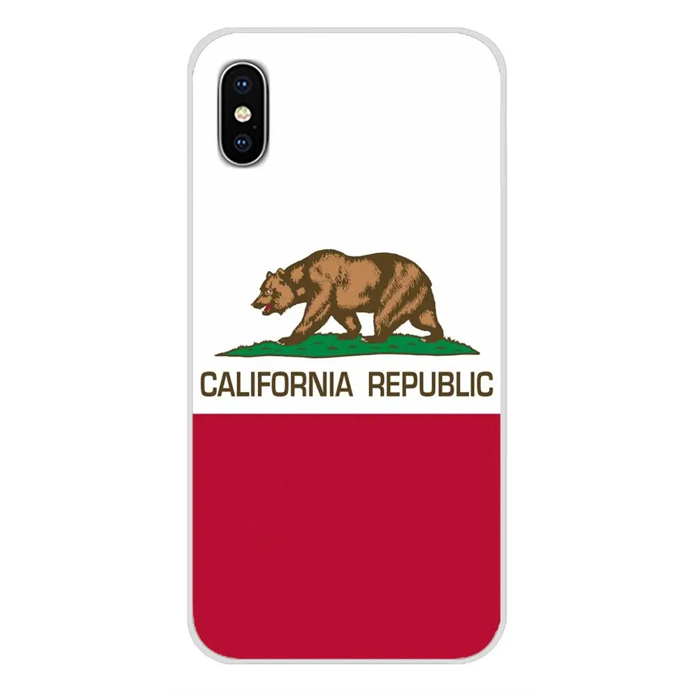 Чехол для мобильного телефона медведь California флаг Apple iPhone X XR XS MAX 4 4S 5 5S 5C SE 6 6S 7 8 Plus