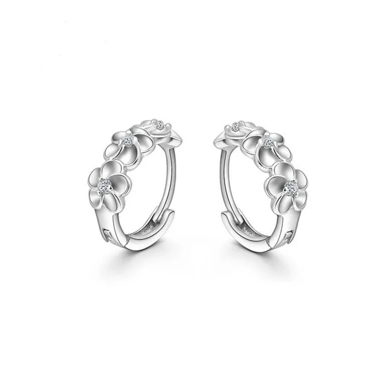 

Junkang romantic sweet jewelry three plum flower small korean gift for women stud earrings