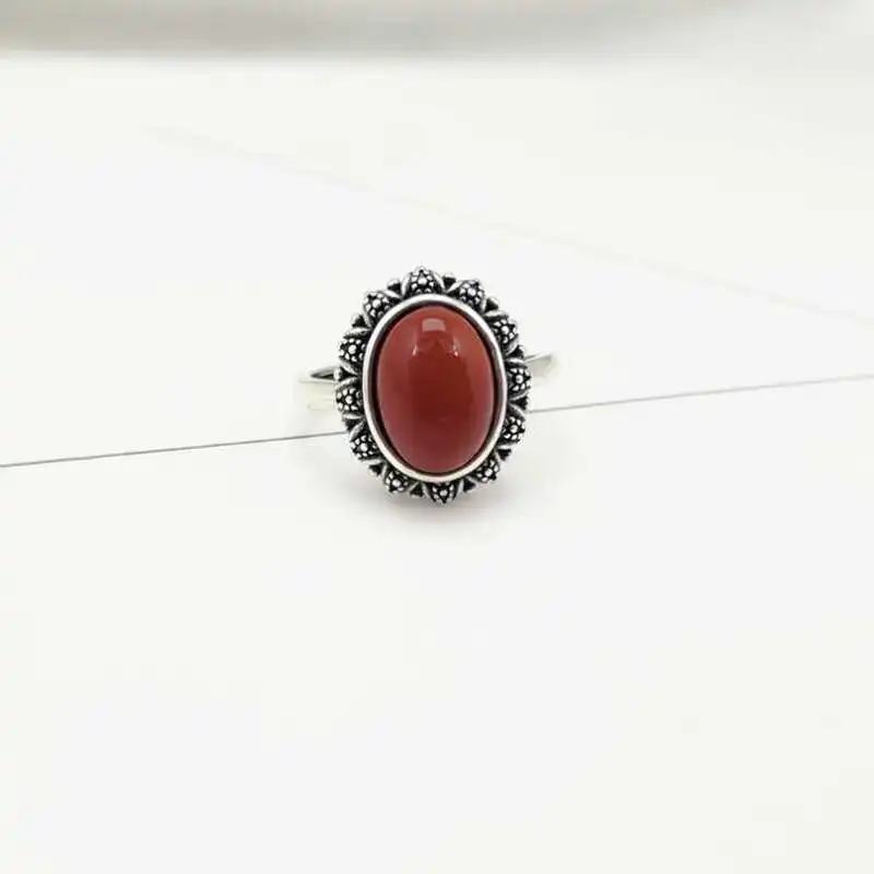 Ruifan овальные с натуральным красным агатом серьги/кольца наборы Мода 925 серебро женский свадебный комплект украшений для вечеринки YJS034