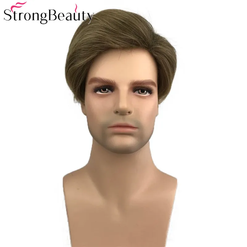 

StrongBeauty Short Mens Wig Straight Synthetic Wig Heat Resistant Capless Wig