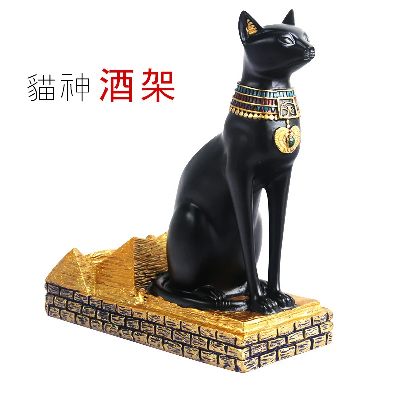 Egyptian Cat God Египетский кот, Бог, Черный счастливый кот, ретро винный стеллаж, животное, пивной держатель, подставка для виски, декор для гостиной, аксессуары для бара, домашние бары - Цвет: Egyptian Cat God