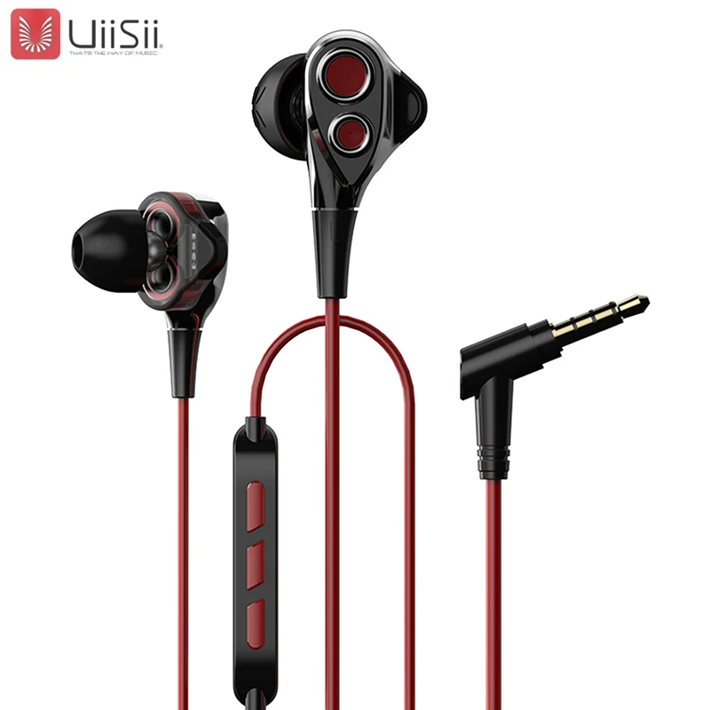 UiiSii BA T8 Hi Fi наушники вкладыши двойной Dynamaic Музыка с шумоподавлением проводные