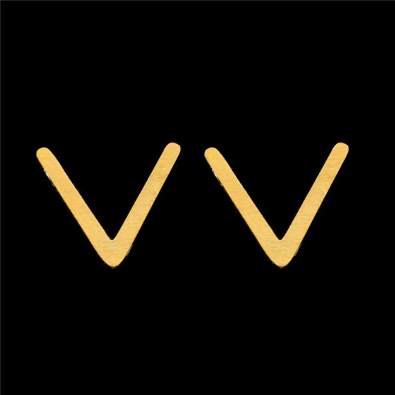 

Wholesale Gold Color V Earrings For Women Pendientes Mujer Moda Stainless Steel Stud Earring Fashion Jewelry Bridesmaid Gift