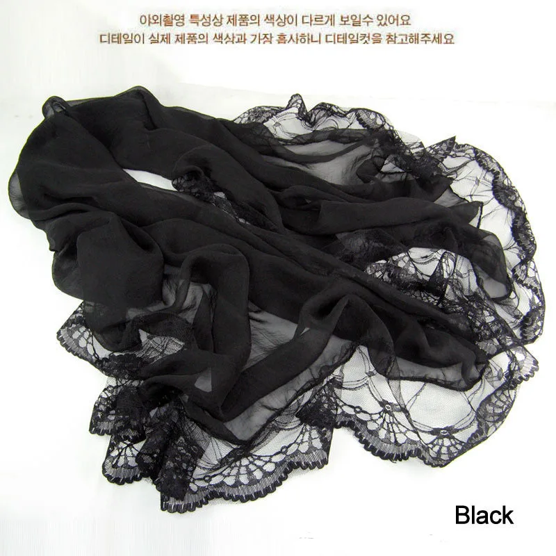 10 цветов оптовая продажа женские тонкие кружевные шарфы искусственный шелк