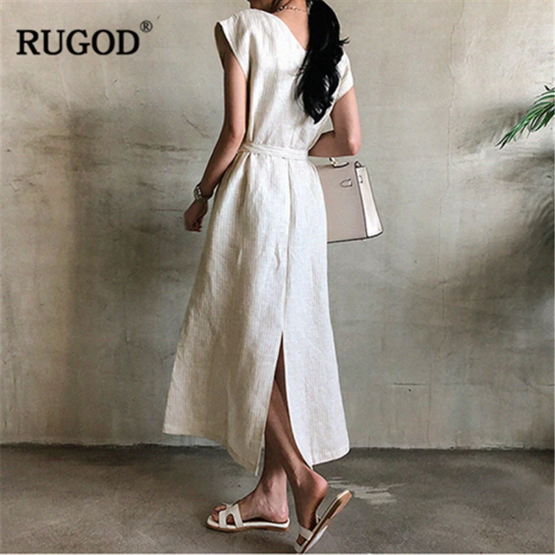 RUGOD 2019 Новое Женское легкое вертикальное Полосатое свободное тонкое платье с
