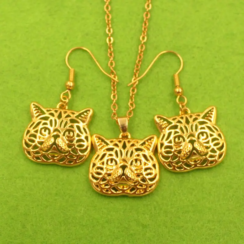 Mdogm милый экзотический короткий Кот животные Ювелирные наборы ожерелье серьги