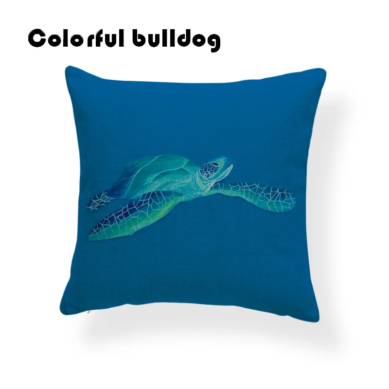2 Черепаха морской убийца КИТ подушки Осьминог Морская звезда наволочка синяя Западная домашний декор для кровати пледы наволочки 18 дюймов Лен - Цвет: 2