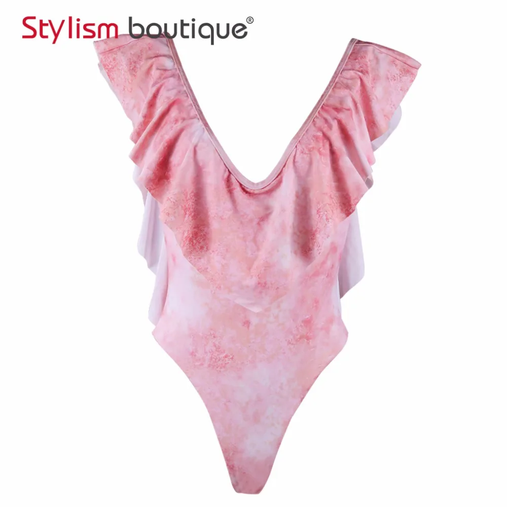 Женский слитный купальник 2018 розовый купальный костюм трикини с высоким вырезом