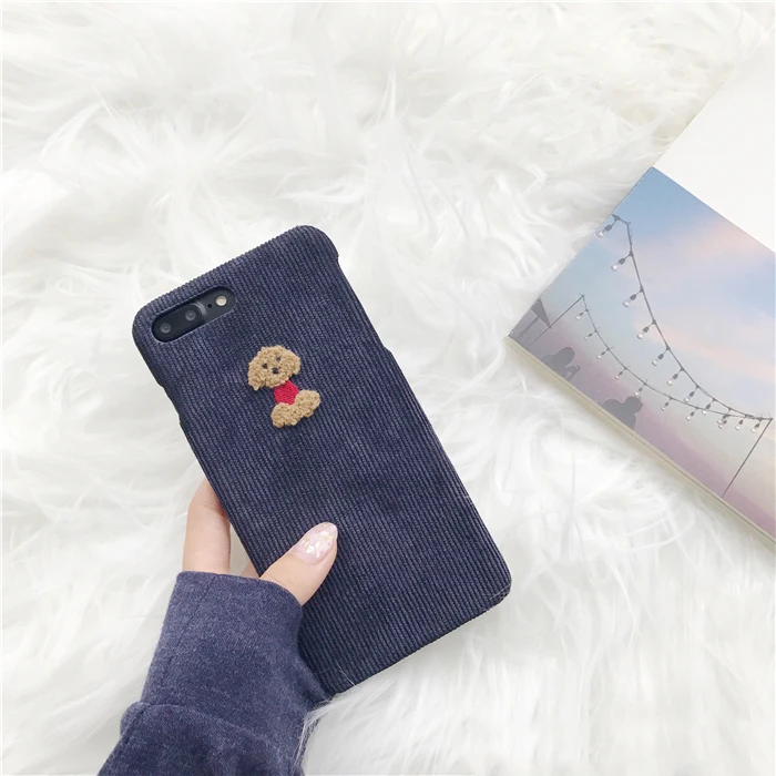 GlamPhoneCase зимний тканевый чехол для телефона iPhone 6 6S 7 8 Plus 6splus X милый 3D мультяшный