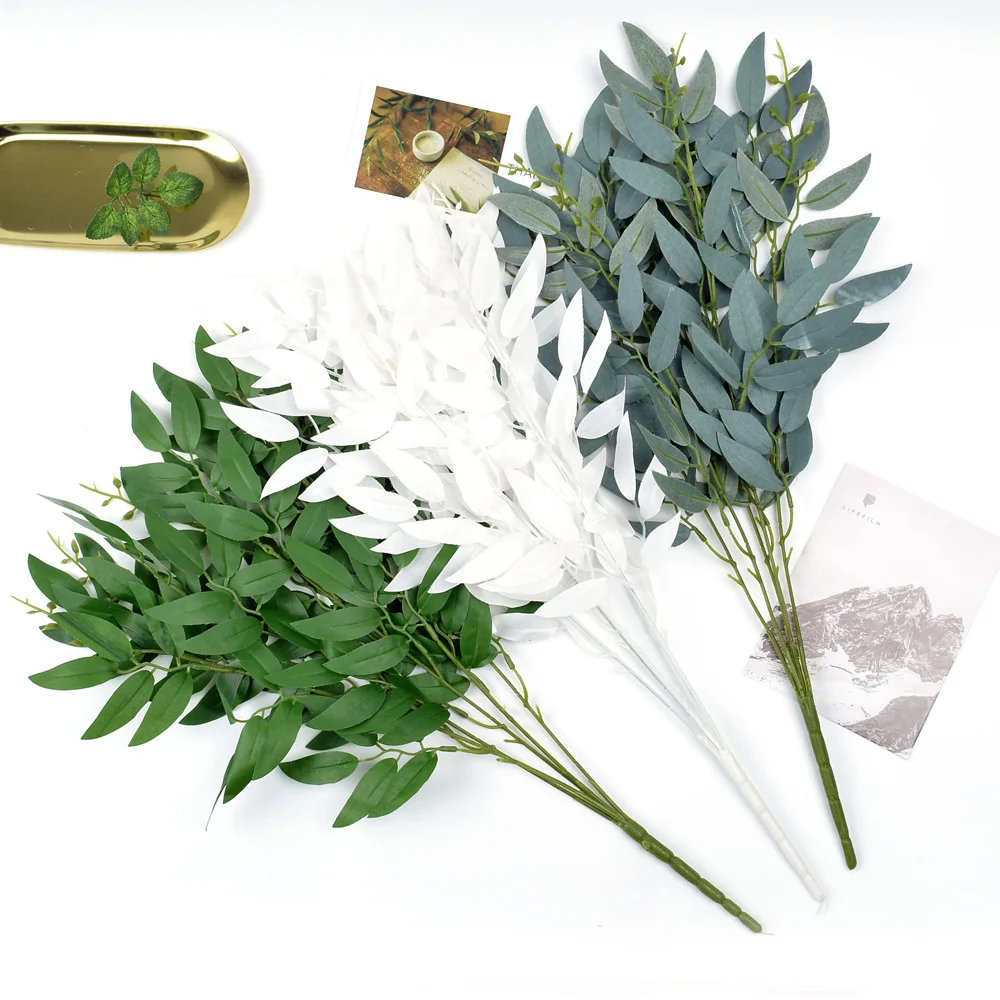 

1Pc Artificial Willow Bouquet Artificial Leaves For DIY Home Wedding Party Decoration Plants Wreath Christmas Decorations 2022