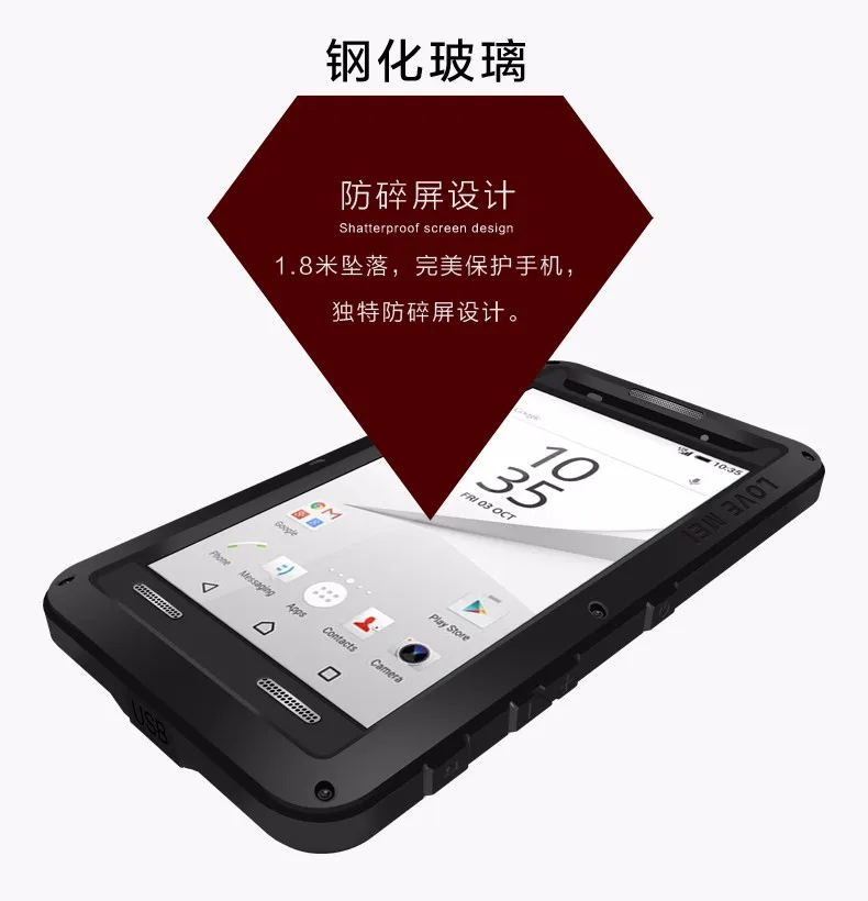 Защитный противоударный водонепроницаемый чехол LOVE MEI для sony Xperia Z4 Z5 Premium Compact 360 градусов полный защитный чехол