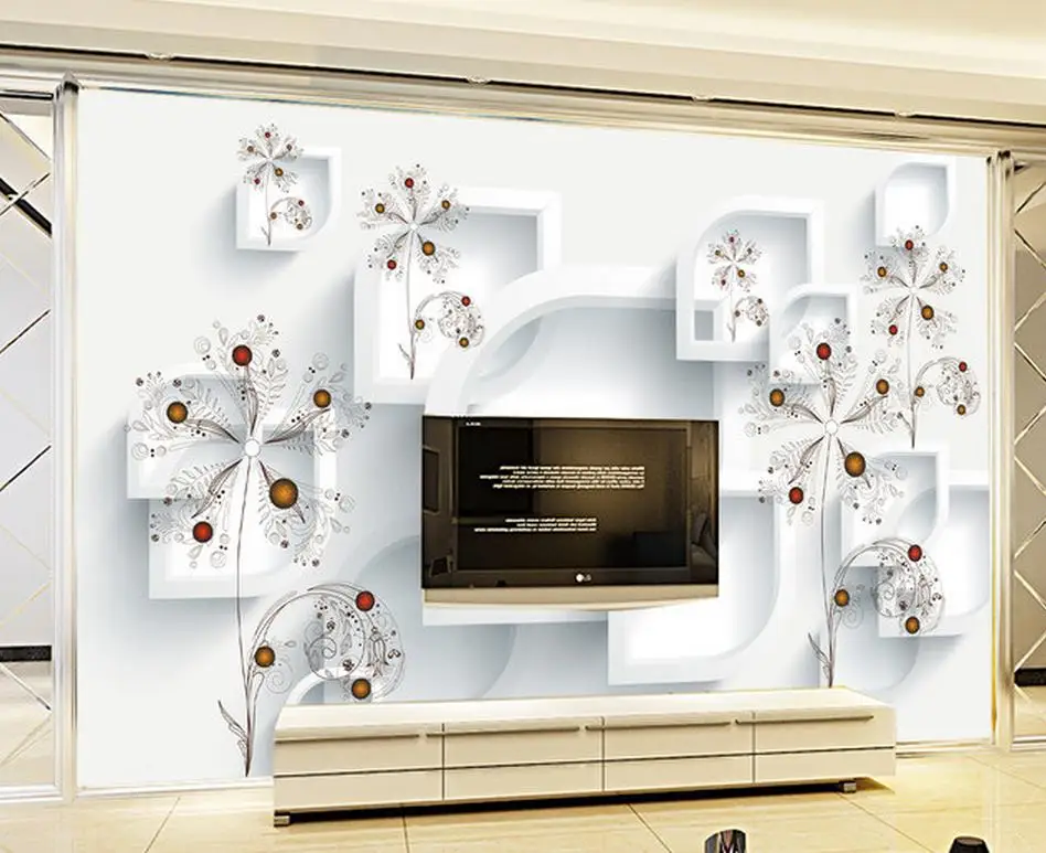 Домашний декор 3D кубики абстрактные цветы Европейский фон настенные 3d обои для