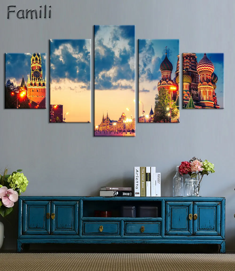 45Pieces New High Quality Russia Moscow Kremlin Art Prints Canvas Painting By City Picture Digital Purple Oil Style No Unframedl | Дом и сад
