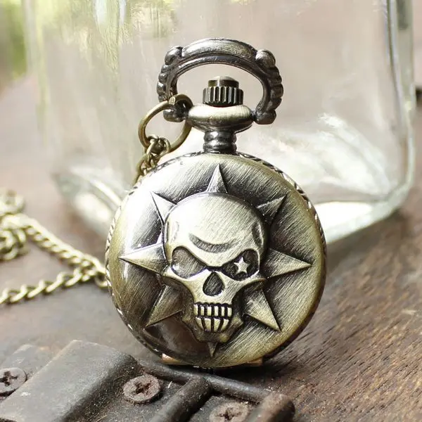 Free Shipping 2014 wholesale dropship new arrival hot sale bronze CF skull watch clock pendant necklace | Наручные часы