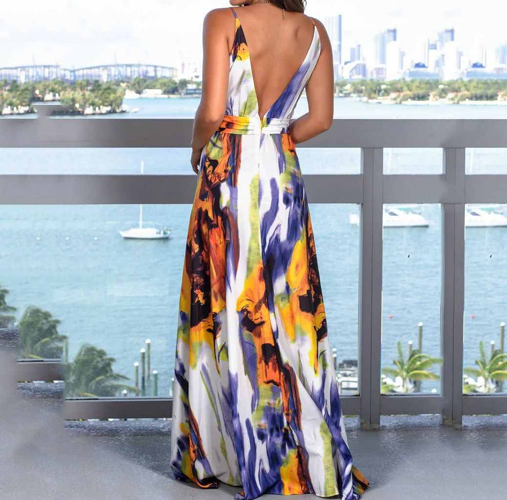 Vestido Boho, шикарное платье Хиппи размера плюс, женская мода, летнее, для отдыха, сексуальное, с открытым крестом, с принтом, платья для лета Z4