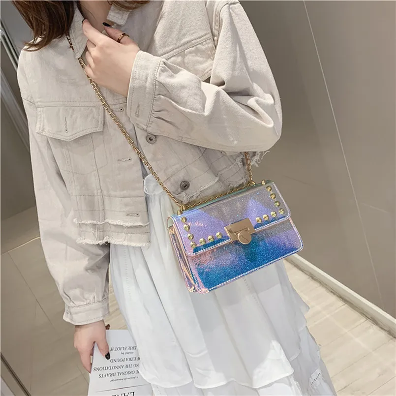 Женская сумка на плечо модная женская цепочке из искусственной кожи через с