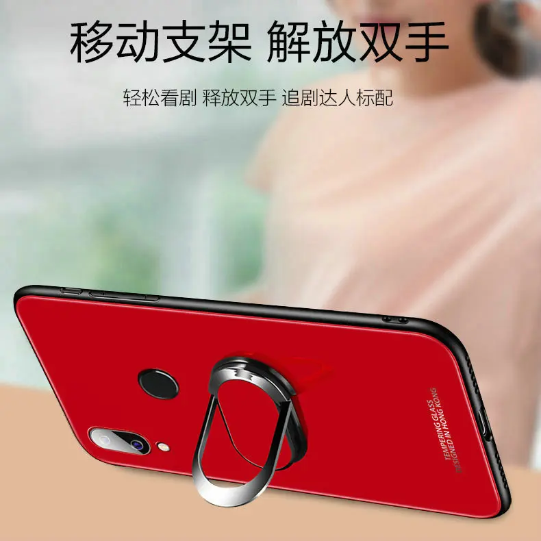 For Meizu Note 9 Case Hard Tempered Glass With Stand Ring Magnet Protective Back Cover for meizu note9 full cover shell |