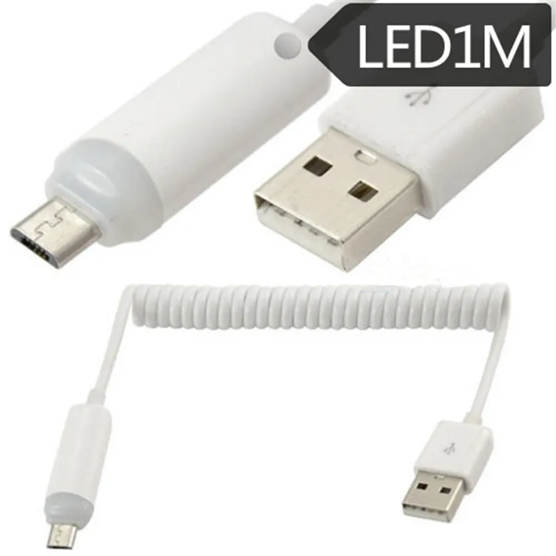 Лидер продаж 1 м спиральный светодиодный USB 2 0 штекер A к Micro 5 контактный кабель