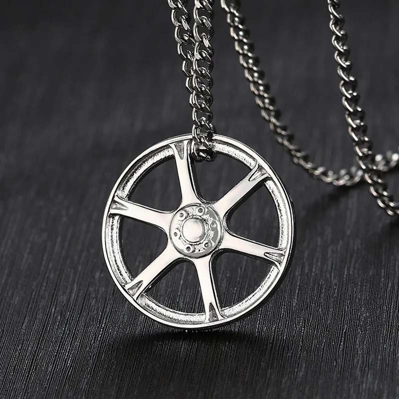 Vnox Cool Racing Car Wheel Necklaces for Men Jewelry Gold and Black Tone Stainless Steel Tire Style Pendant Male Collar | Украшения и