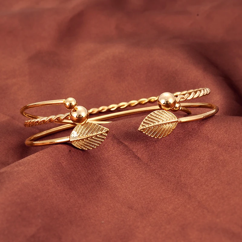 Zhini 3 шт./компл. Новая мода макси Jewelry Винтаж регулируемые браслеты лист формы