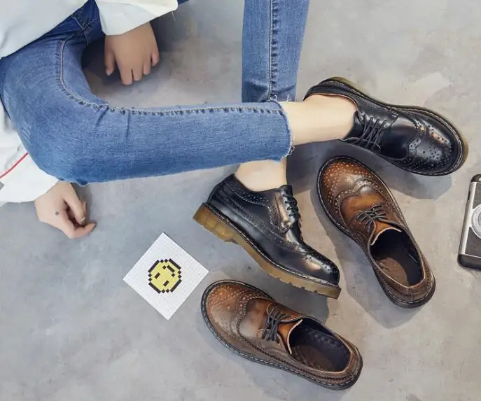 New Spring Autumn Women Oxford Shoes Vintage Round Toe Women Flats Ankle Boots England Style Ladies Shoes size 35-40