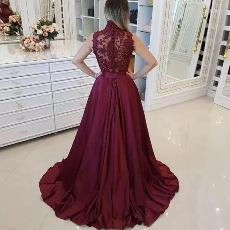 Arabic Burgundy A Line Prom Dresses 2019 Zipper Back Evening Gowns Formal Women Robe De Soiree Longue Party Gala | Свадьбы и