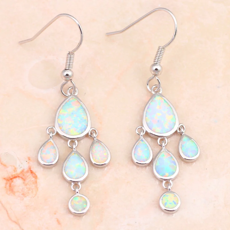 Привлекательные Высокое качество Белый огненный опал Серебро штампованные