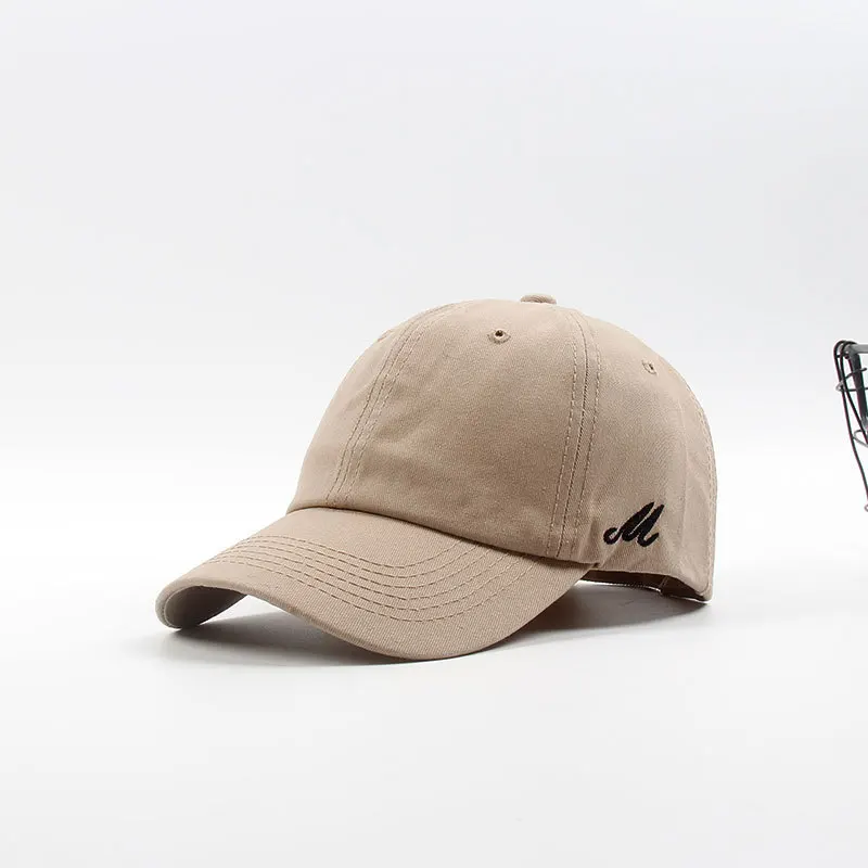 Новая Корейская версия простой сплошной цвет сбоку m с буквами Бейсболка Летняя