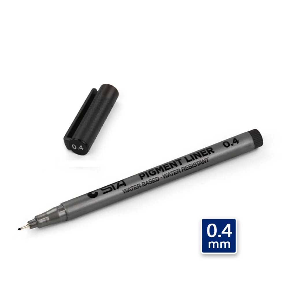 STA пигмент лайнер Pigma Micron чернила маркер для белой доски 0,05 0,1 0,2 0,3 0,4 0,5 0,6 0,8 кончик кисти черный тонколинейная ручка для эскизов - Цвет: 0.4mm