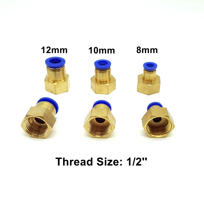 

5pcs/lot 12mm 10mm 8mm Tube 1/2'' Internal Thread Pneumatic Fitting Quick Joint Connector PCF12-4 PCF10-4 PCF8-4 pipe fitting
