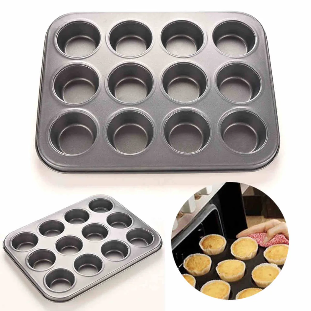JX-LCLYL Nonstick Metal 12 Cups Muffin Cupcake Cake Bakeware Pan Tray Tin Mould Mold New
