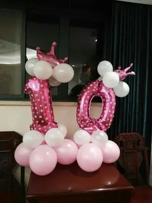 Розовый синий 28 &quotMylar цифровой баллоны с Набор короной баллон Столбы детей День