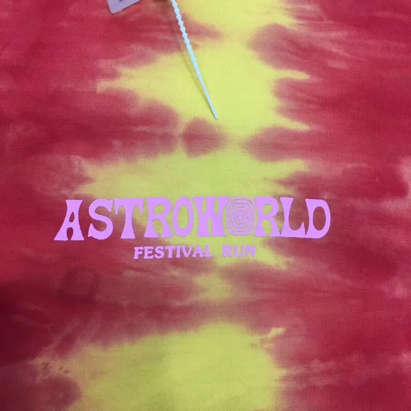 Трэвис Скотт фестиваль бег Tie Dye Astroworld футболка для мужчин женщин летний Стиль 2019