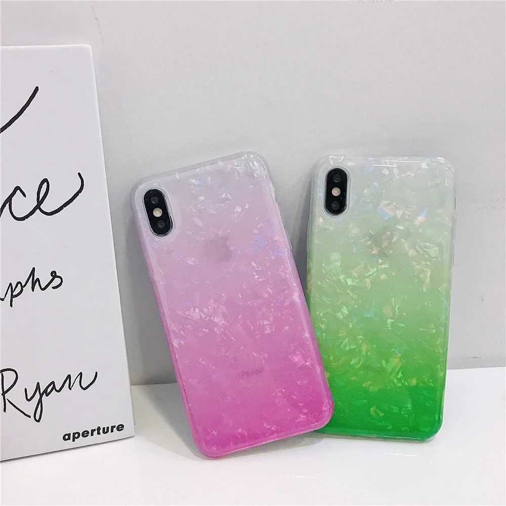 Силиконовый чехол для iPhone X XS Max XR роскошный градиентный цвет синий розовый 7 8 6 S Plus