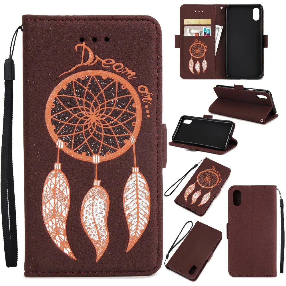 Glitter PU Leather Flip Case For iPhone X XR 6S 7 8 Plus Wind Chime Feather Pattern XS Max Kickstand Wallet Slot | Мобильные