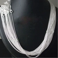 wholesale 50pcslot silver color 1mm link rolo chain necklace 1618202224inchfashion chain women diy jewelry fit pendant