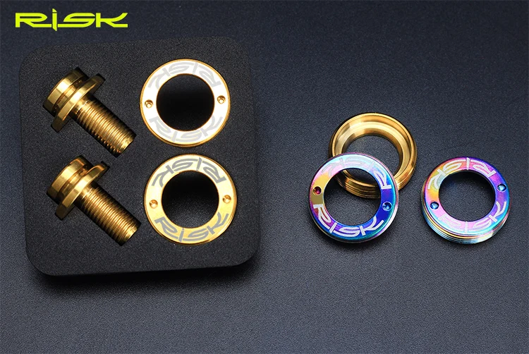 RISK 2 комплекта M8* 15 мм квадратное отверстие Титан MTB велосипед Нижний Кронштейн болт водонепроницаемый велосипедный кронштейн Кривошип фиксированный винт M8x15mm