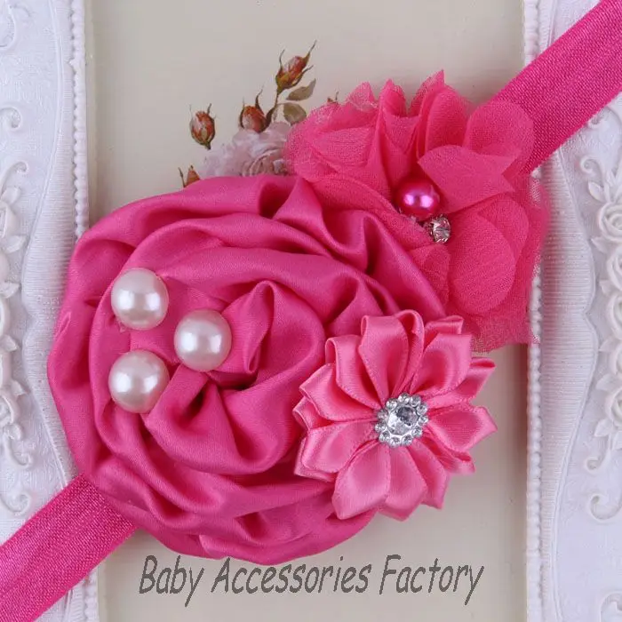 Chic Kids Elastic Headbands Girl Pearl Rhinestone Flower Headband Hair Accessories Christmas Hairbands FD01 | Детская одежда и