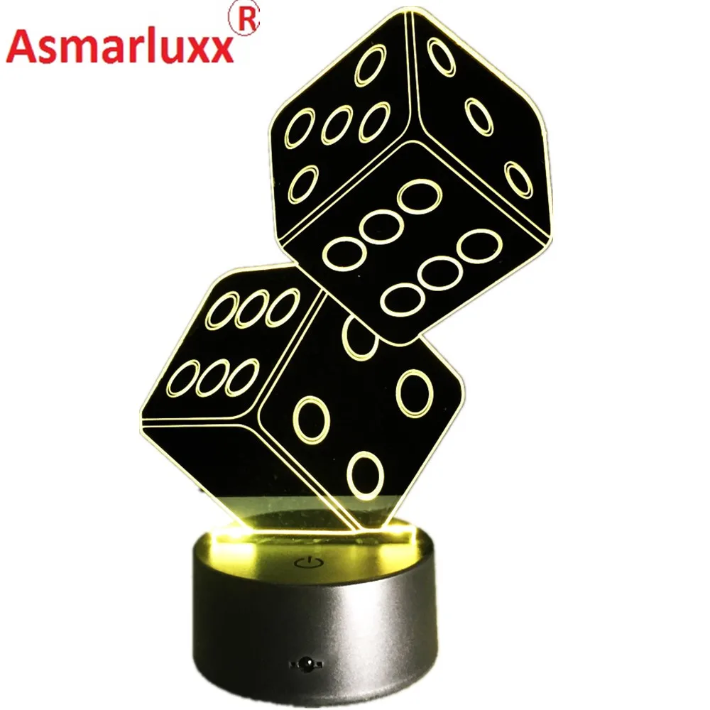 Акриловый ночник в виде игральных костей 3D цветная лампа для создания атмосферы