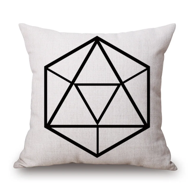 Nordic Geometric Style Linen Cotton Pillow Cover Black White Cushion Home Decorative Case Sofa | Дом и сад