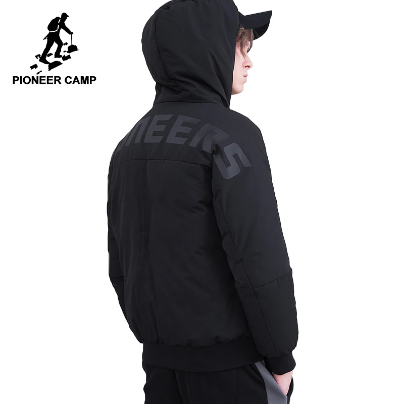 Мужской пуховик Pioneer Camp черный/армейский зеленый высокого качества теплая зимняя