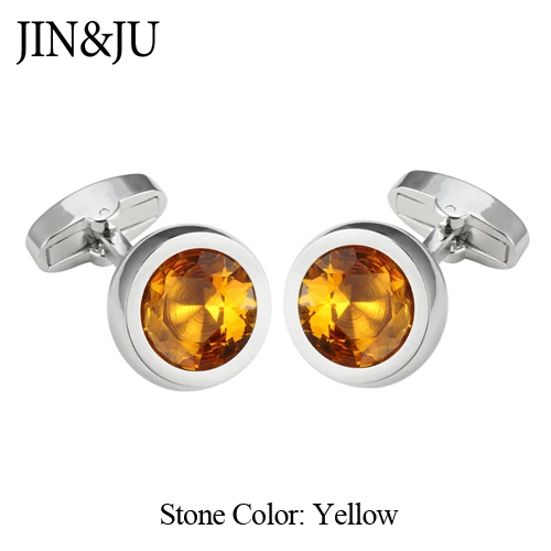 Yellow JIN& JU высокого качества, со вставками запонки круглый Стекло свадебные запонки, запонки, производитель с запонка для розничной торговли - Окраска металла: Yellow